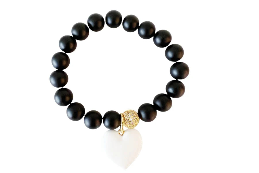 Lauren Amble Onyx White Heart Bracelet
