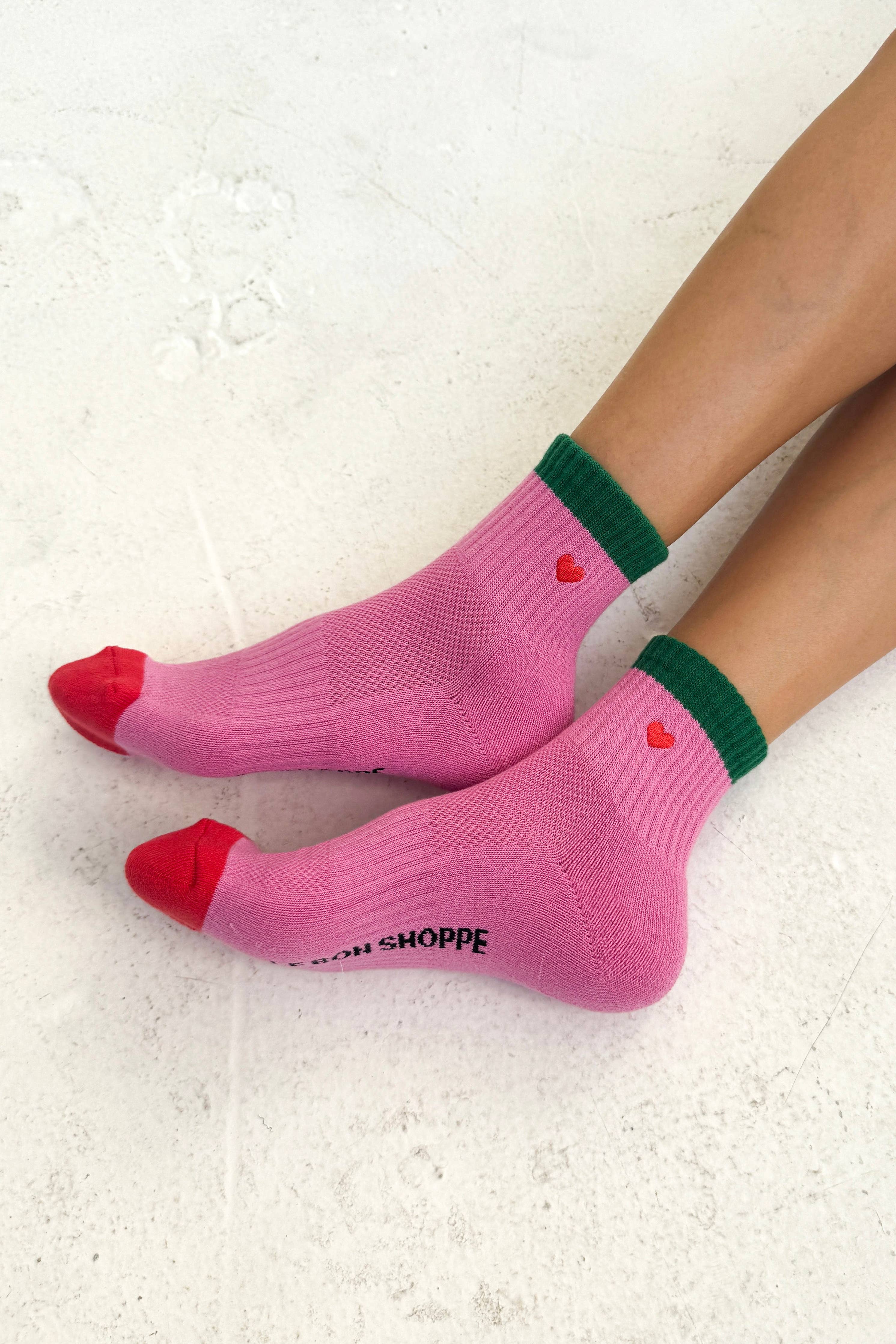 Le Bon Shoppe Embroidered Color Block Girlfriend Socks