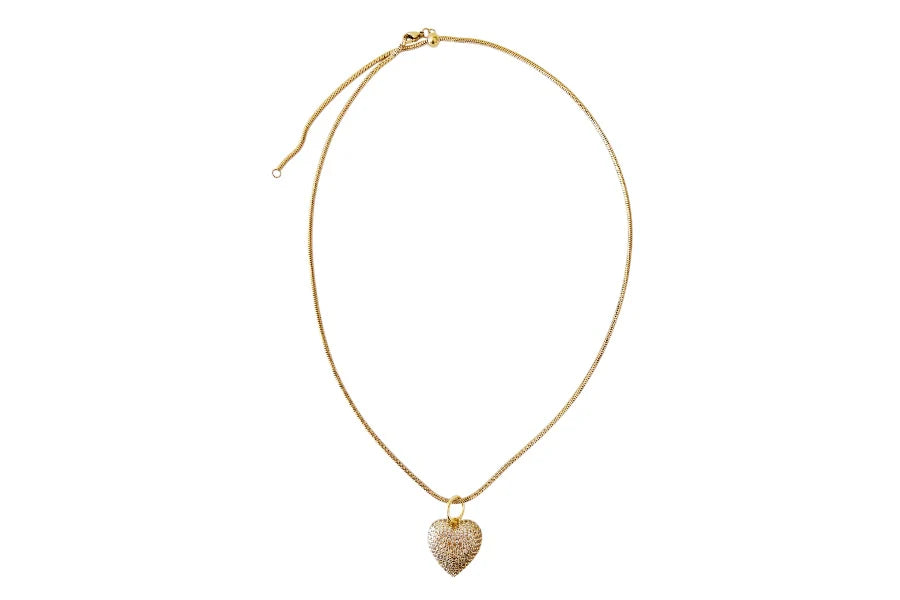 Lauren Amble Pave Puffy Heart Pendant Necklace