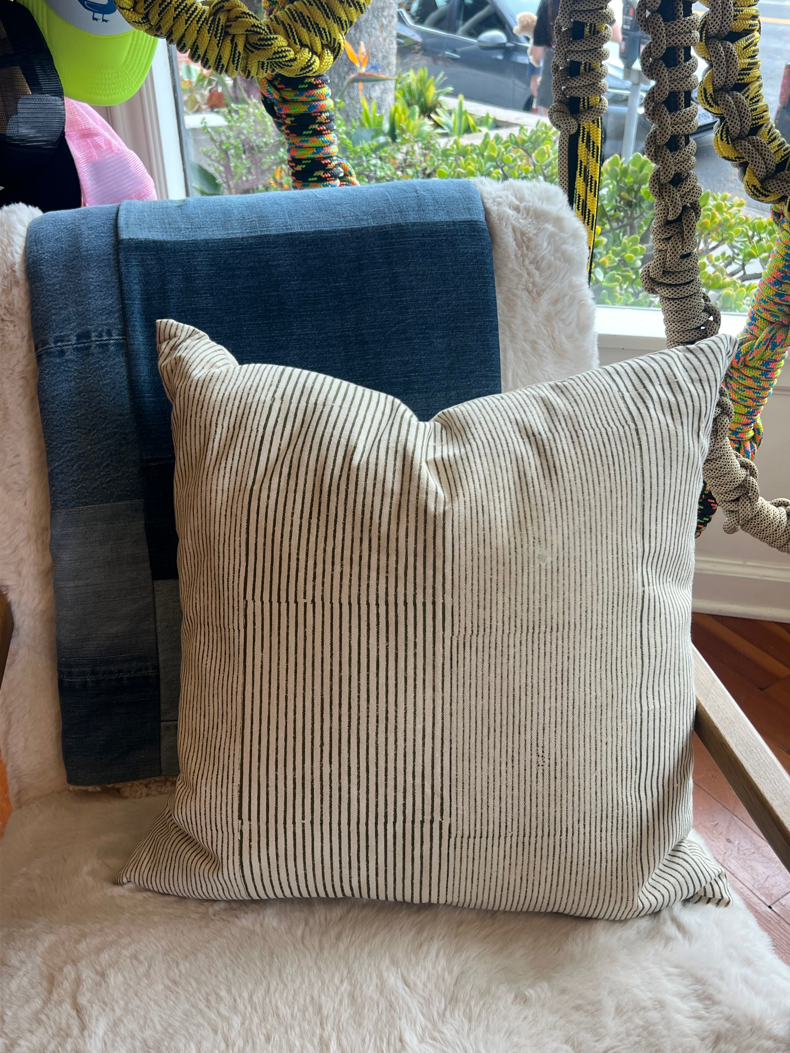 Linen Pillow Cover with Insert - Stripe 22x22