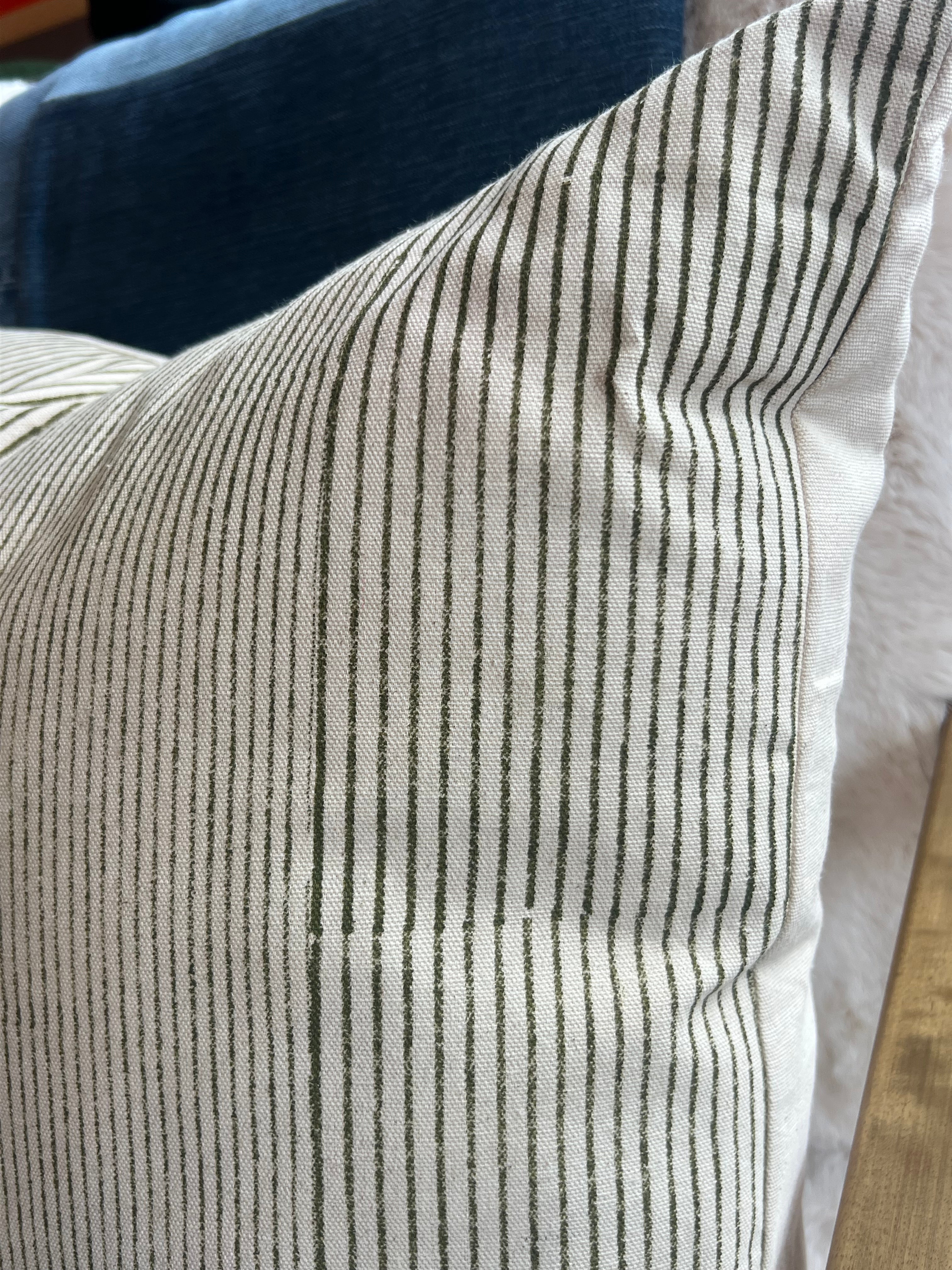 Linen Pillow Cover with Insert - Stripe 22x22