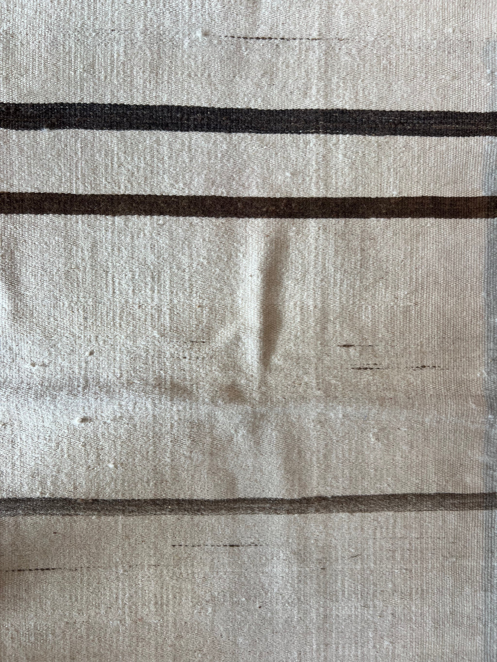 Turkish Hand Knotted Runner - Brown Stripe/Cream