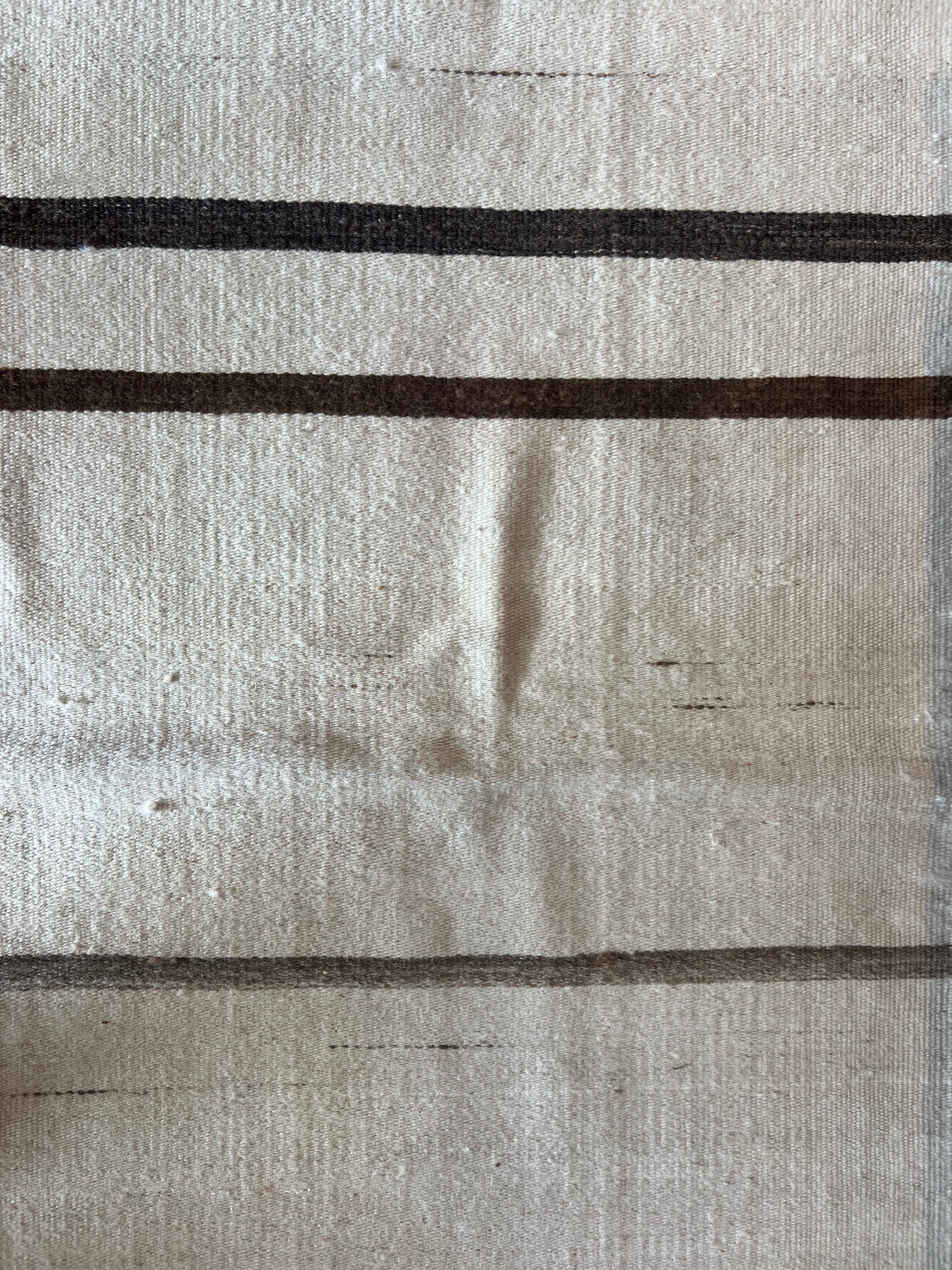 Turkish Hand Knotted Runner - Brown Stripe/Cream