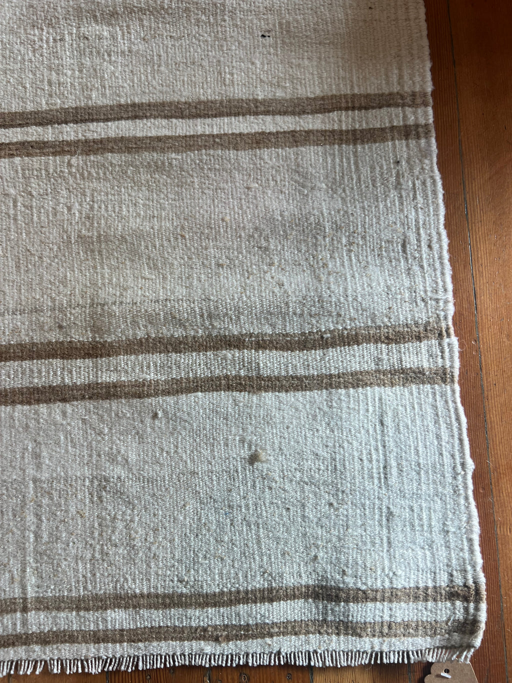 Turkish Hand Knotted Rug 2x4 - Brown Stripe/Cream