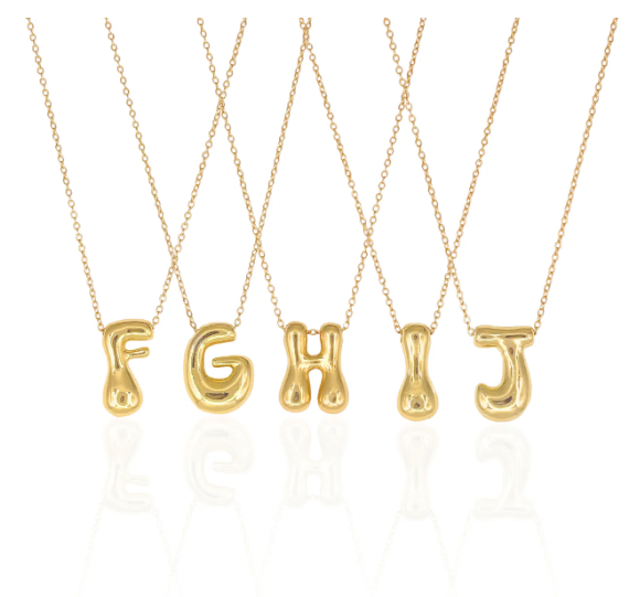 Golden Bubble Letter Necklace by Lucky Star Jewels