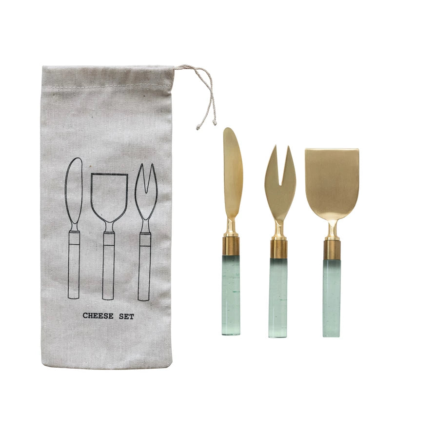 Stainless Steel Cheese Utensils w/ Resin Handles, Set of 3 in
