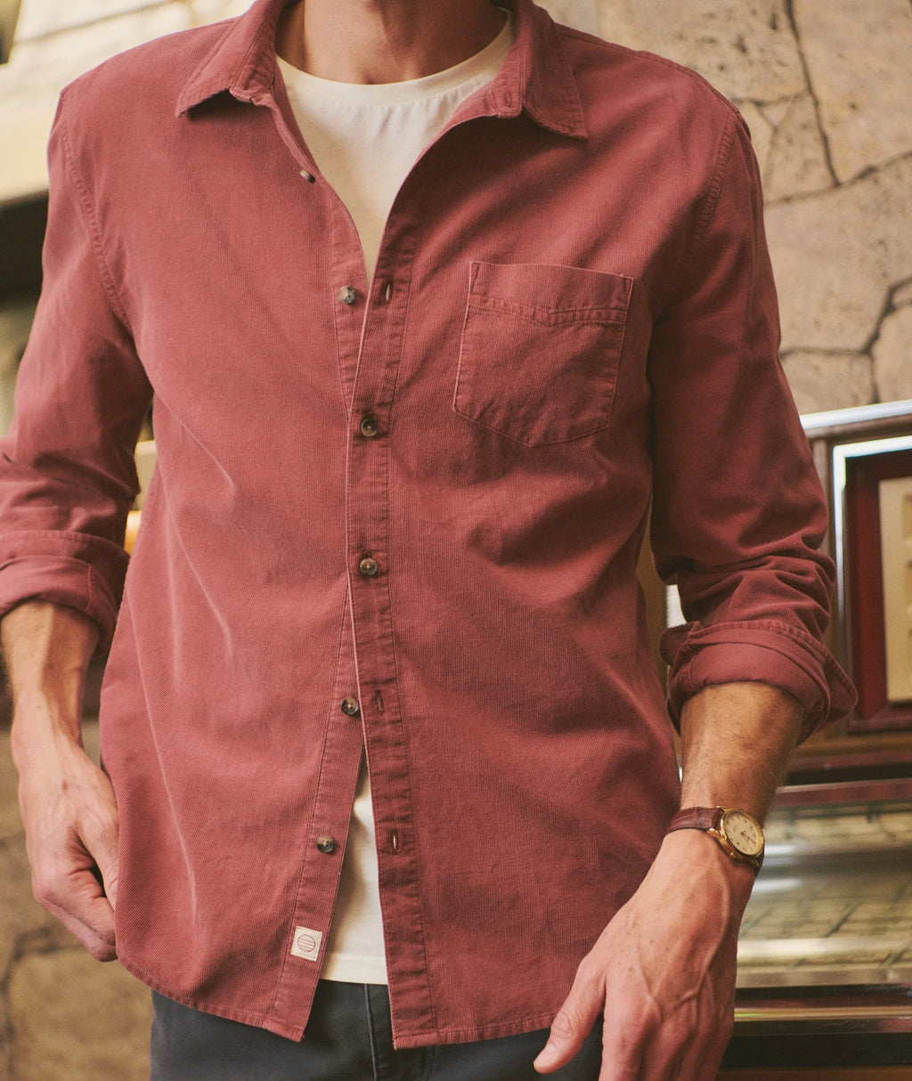 Marine Layer Lightweight Corduroy Shirt - Auburn