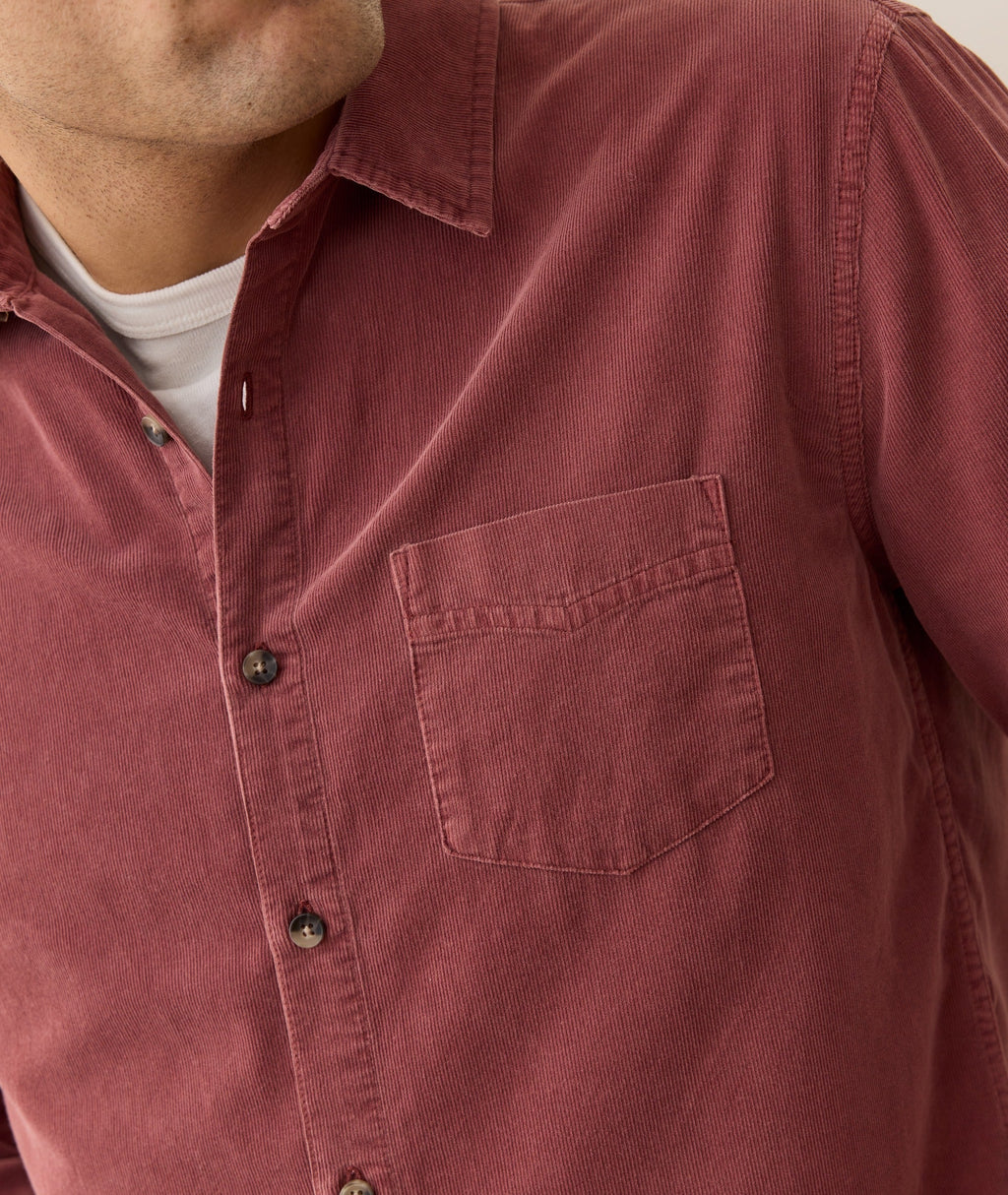 Marine Layer Lightweight Corduroy Shirt - Auburn