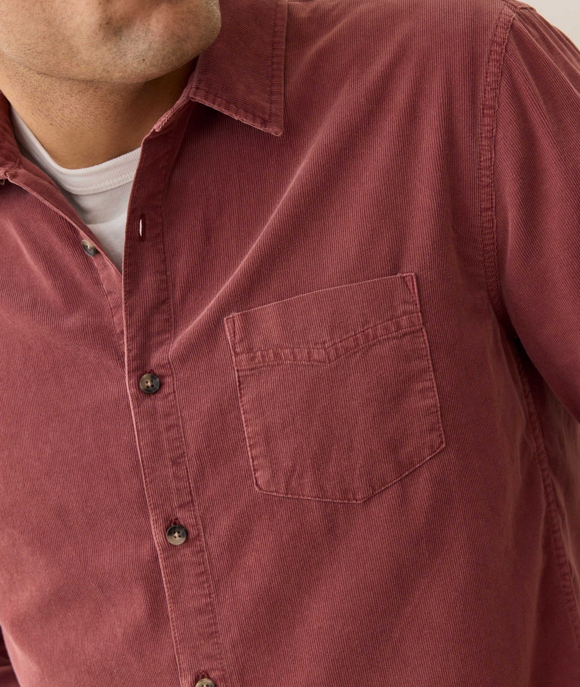 Marine Layer Lightweight Corduroy Shirt - Auburn