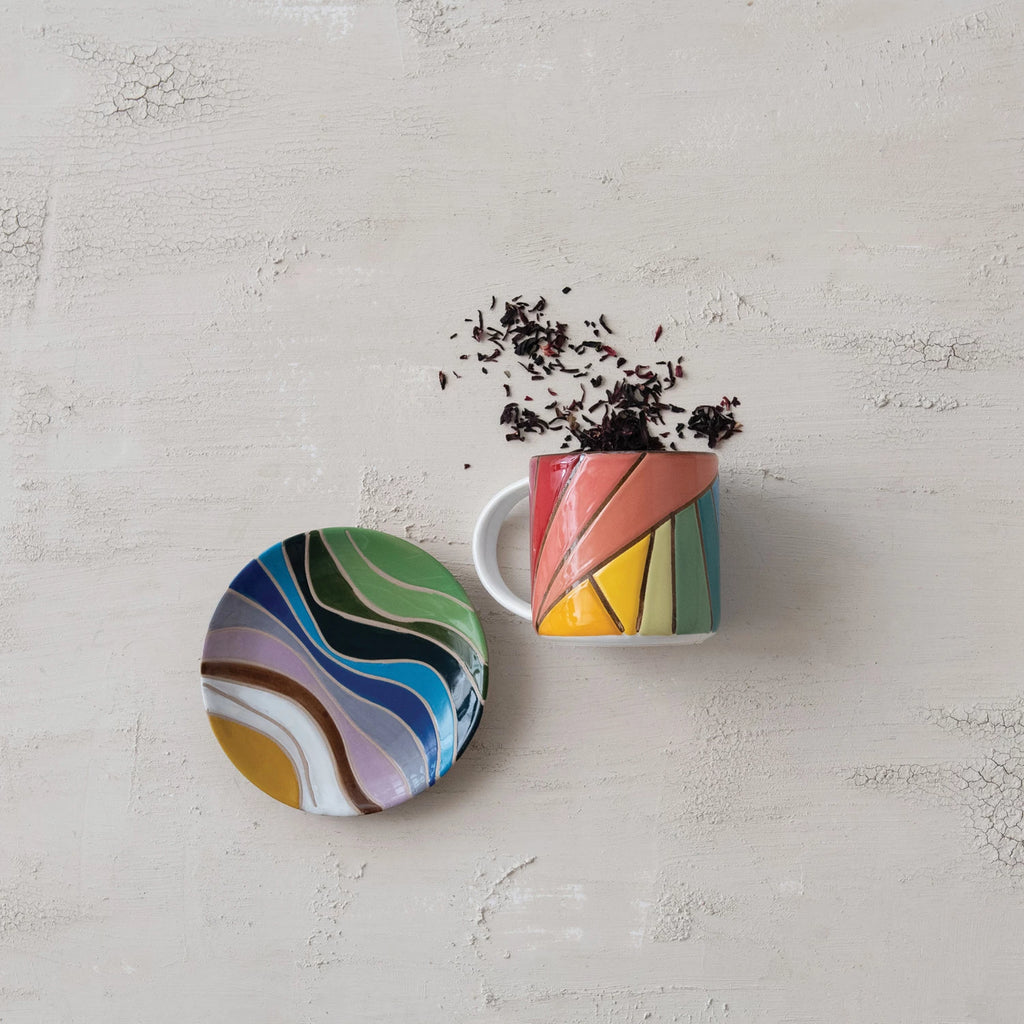 Stoneware Plate w/ Wax Relief Design