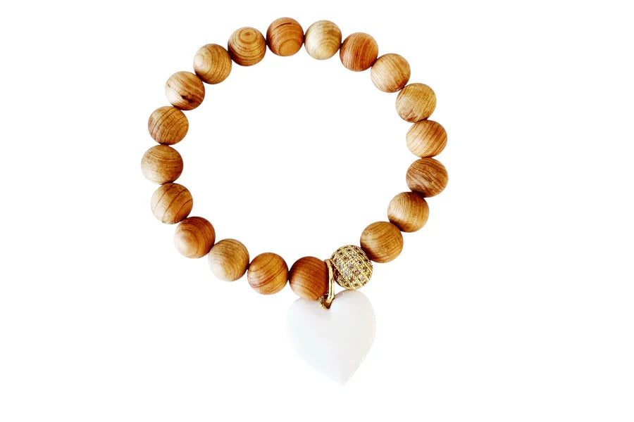 Lauren Amble Sandalwood White Heart Bracelet