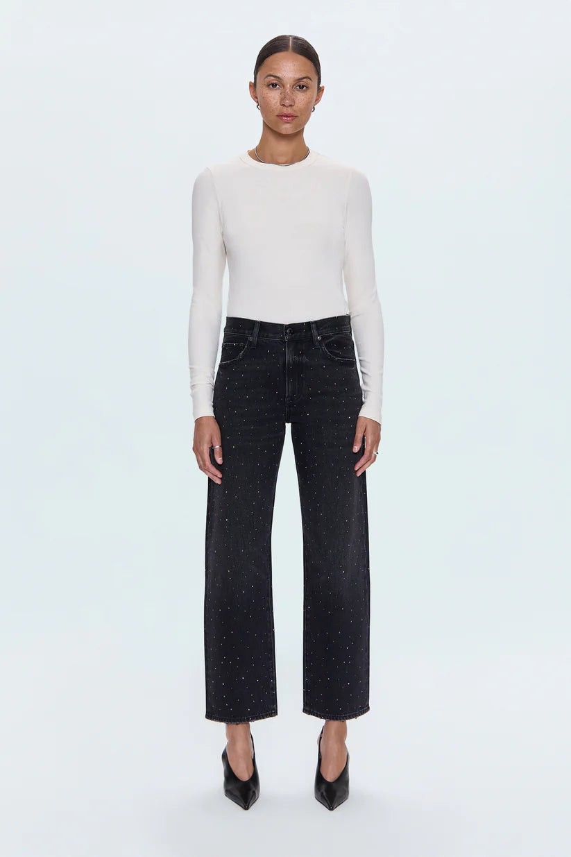 Pistola Lexi Mid Rise Bowed Straight Jean - Silver Screen