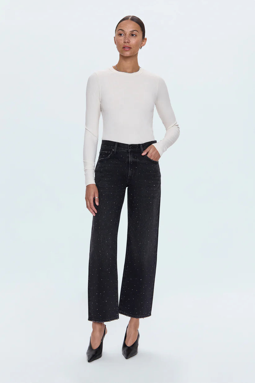 Pistola Lexi Mid Rise Bowed Straight Jean - Silver Screen
