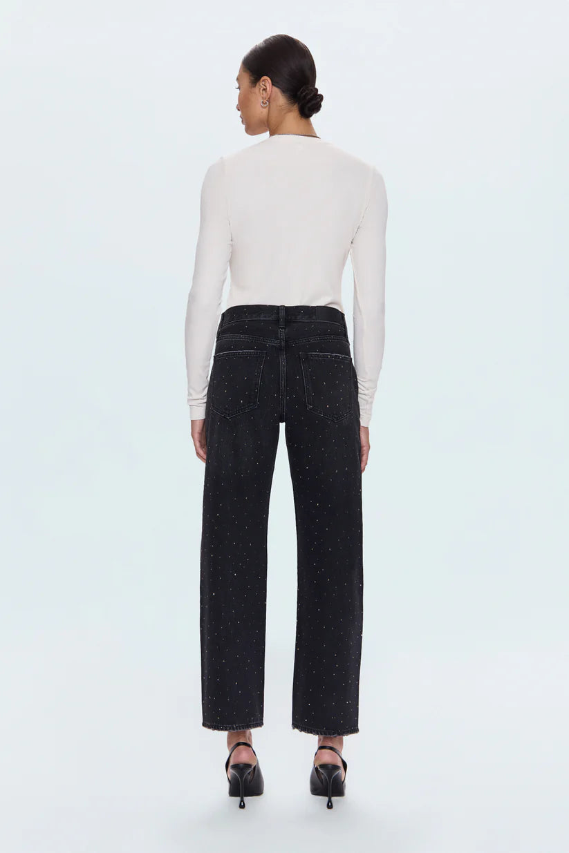 Pistola Lexi Mid Rise Bowed Straight Jean - Silver Screen